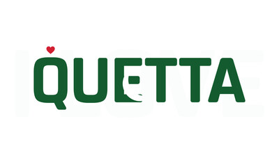 I Love Quetta, Typographic Design of I Love Quetta with a flag of PAKISTAN on a white background, Quetta city of PAKISTAN with heart, Quetta, I love Pakistan