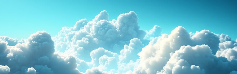 Seamless pattern with fluffy white clouds on bright blue sky