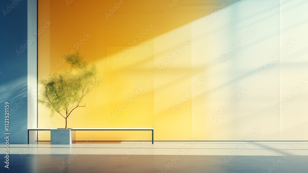 Wall mural Minimalist color blocking with soft background, space on the left for text, Backlighting,generative ai illustration