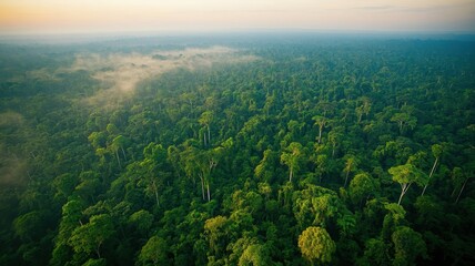Fototapeta premium Captivating aerial view of amazon rainforest's biodiversity and natural environment
