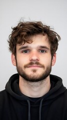 Obraz premium Young Man with Curly Hair and Beard