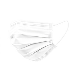 White protective face mask isolated on a white background