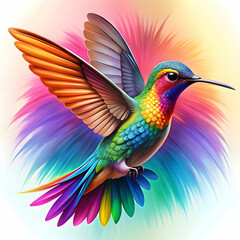 Obraz premium colorful hummingbird in flight a vibrant vector il