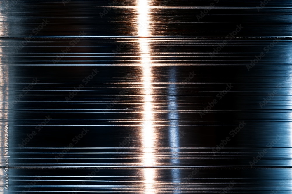 Poster a brushed metal surface with fine horizontal grooves in a gradient of silver to black