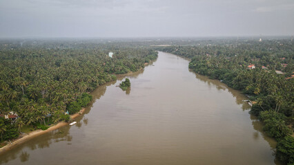 The aerial view of the Negombo Beach in Sri Lanka