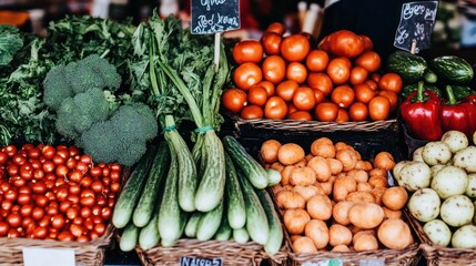 Vibrant Farmers Market Produce: A Colorful Display of Fresh Vegetables
