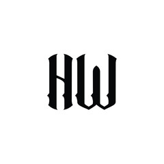 HW monogram logo design letter text name symbol monochrome logotype alphabet character simple logo