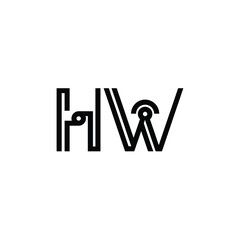HW monogram logo design letter text name symbol monochrome logotype alphabet character simple logo