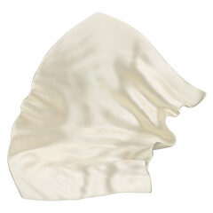 3D rendered illustration of flowing cloth in a soft cream white color, showcasing elegant drapery with an aesthetic appeal