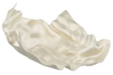 3D rendered illustration of flowing cloth in a soft cream white color, showcasing elegant drapery with an aesthetic appeal