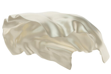 3D rendered illustration of flowing cloth in a soft cream white color, showcasing elegant drapery with an aesthetic appeal