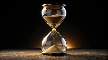 10-Second Loop Animated Hourglass, Realistic Sand Clock, Night Photography, Timelapse, GIF,  Sand Falling,  Dark Background,  Mystical,  Magic Hour,  Night Scene