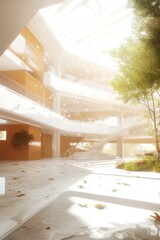Fototapeta premium Bright and Airy Atrium of a Modern Commercial Building