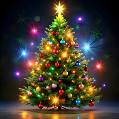 Obraz premium a christmas tree with twinkling multicolored light