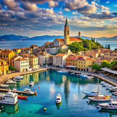 Fototapeta premium a city is aport city and the water is a beautiful