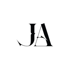 JA monogram logo design letter text name symbol monochrome logotype alphabet character simple logo