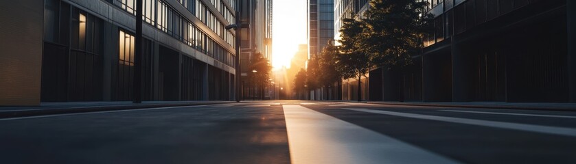Sunset Illuminates Bustling City Streets