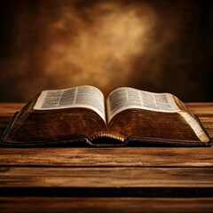 Open Bible with Radiant Sunset in Background