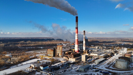 smoke from the pipe of a thermal power plant