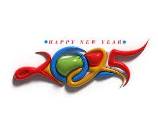 2025 Happy New Year Text Typography PNG Design Element.