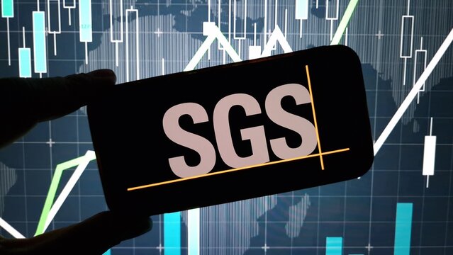Konskie, Poland - December 03, 2024: SGS company logo displayed on mobile phone