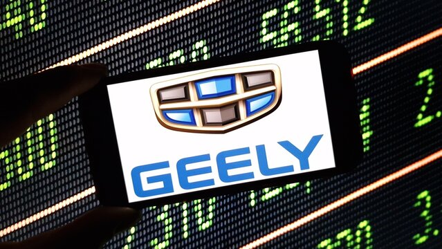 Konskie, Poland - December 03, 2024: Geely company logo displayed on mobile phone