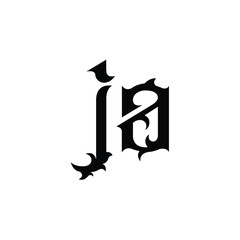 JA monogram logo design letter text name symbol monochrome logotype alphabet character simple logo