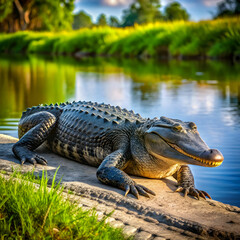 Fototapeta premium aligator near a river