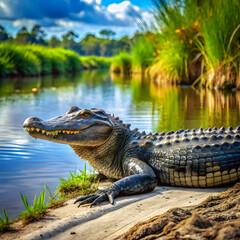 Fototapeta premium aligator near a river