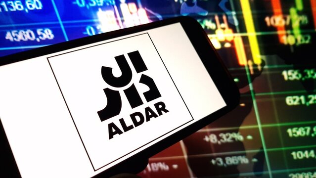 Konskie, Poland - December 03, 2024: Aldar Properties PJSC company logo displayed on mobile phone