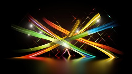 Fototapeta premium A vibrant abstract design featuring colorful light streaks against a dark background.