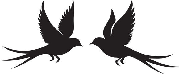 Set of black bird silhouettes. Vector elements for design.