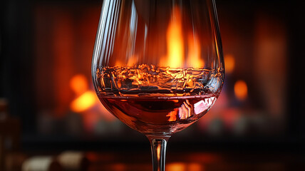 glass of red wine in the night