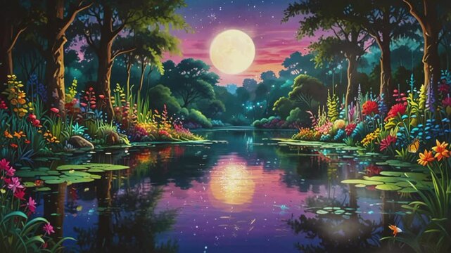 Beautiful hidden lagoon, seamless 4K virtual video animation background