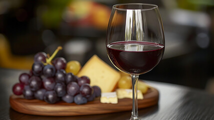 glass of red wine and grapes