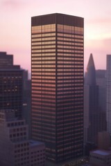 Fototapeta premium Urban Skyline Skyscraper at Sunset