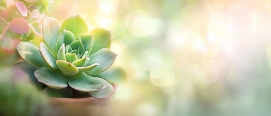 Vibrant Succulent Plant with Soft Focus Background - Perfect for Home Decor, Gardening Blogs, and Eco-Friendly Lifestyle Themes