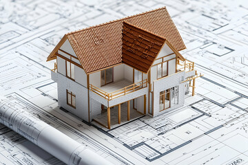 A realistic photograph of an industrial house under construction, featuring brick and concrete walls with steel frame structures