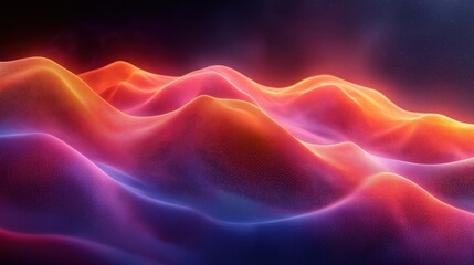 Obraz premium A colorful, abstract image of a mountain range with a bright orange and blue hue