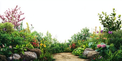 Obraz premium Lush Blooming Garden Path Flowers Plants Landscape Nature Spring