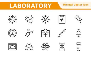 Fototapeta premium Laboratory Icon Set. A meticulously designed collection of icons for scientific research, experimentation, and research presentations to convey professionalism and innovation.