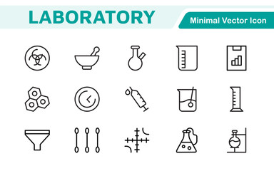 Laboratory Icon Set. A meticulously designed collection of icons for scientific research, experimentation, and research presentations to convey professionalism and innovation.