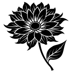 Rose vector art design. black and white flower isolated.