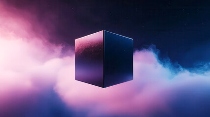 3D-rendered blockchain cube floating in space, symbolizing secure investments in the fintech ecosystem