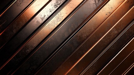 Warm metallic diagonal lines intersect, creating a visually striking pattern. The sleek surface reflects light, adding depth and dimension to the artwork, inviting the viewer's curiosity