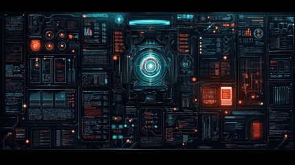 A computer monitor with a glowing blue circle in the center