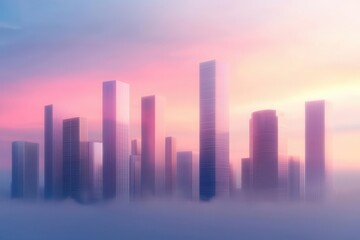 Fototapeta premium A futuristic cityscape with fintech startups as architectural symbols, financial technology innovation