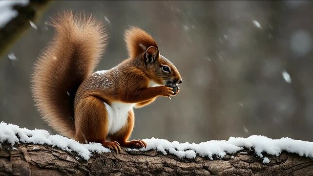 red squirrel sciurus vulgaris winter snow hide curious supply predator season cold hunger eat fodder feed snowfall quiet wintery brash tail ear mammal rodent european hair game fur animal