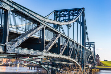Fototapeta premium Historic Kaiser Wilhelm bridge over the canal in Wilhelmshaven, Germany