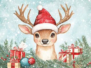 santa claus with reindeer